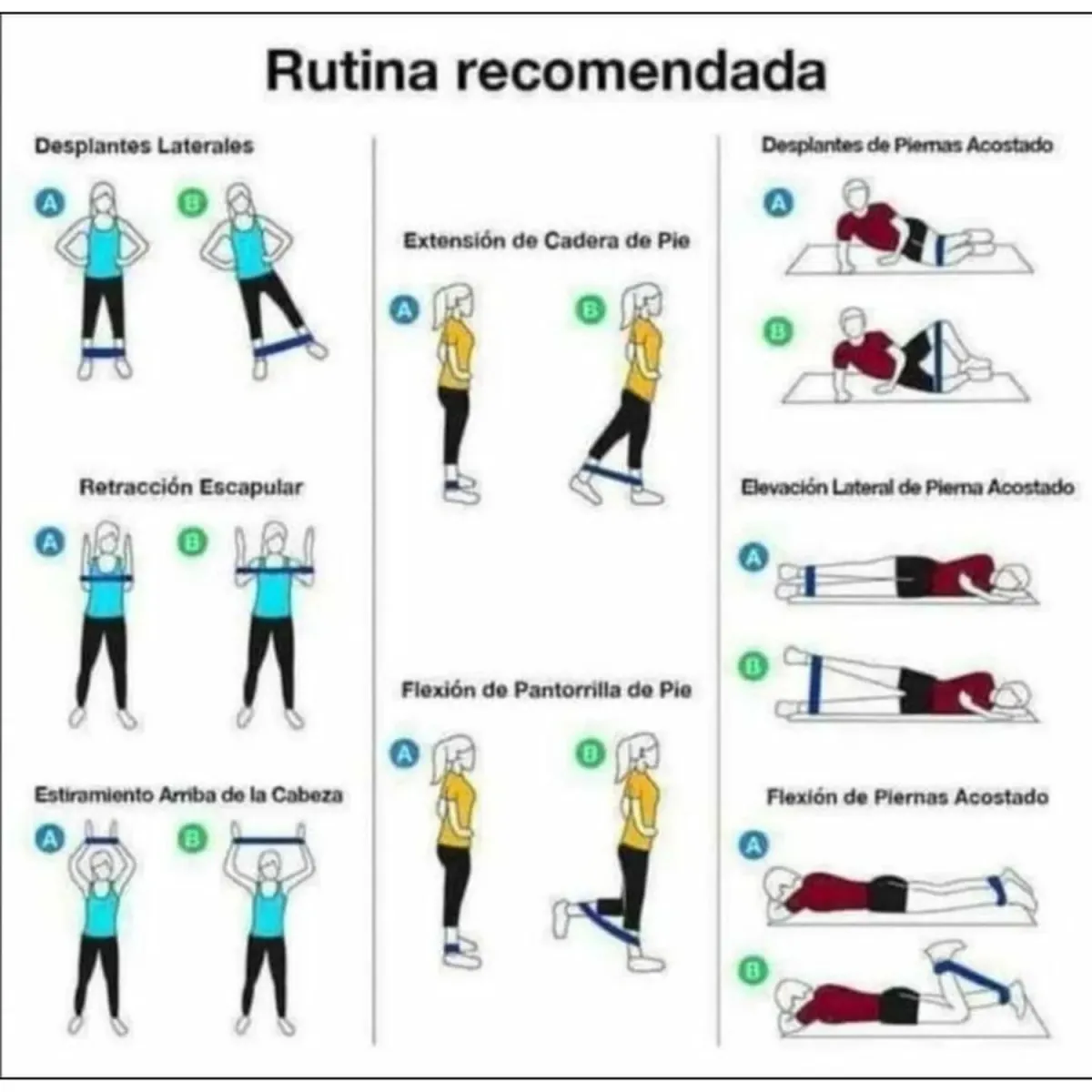 Set 5 bandas de resistencia elasticas ejercicios yoga bolso