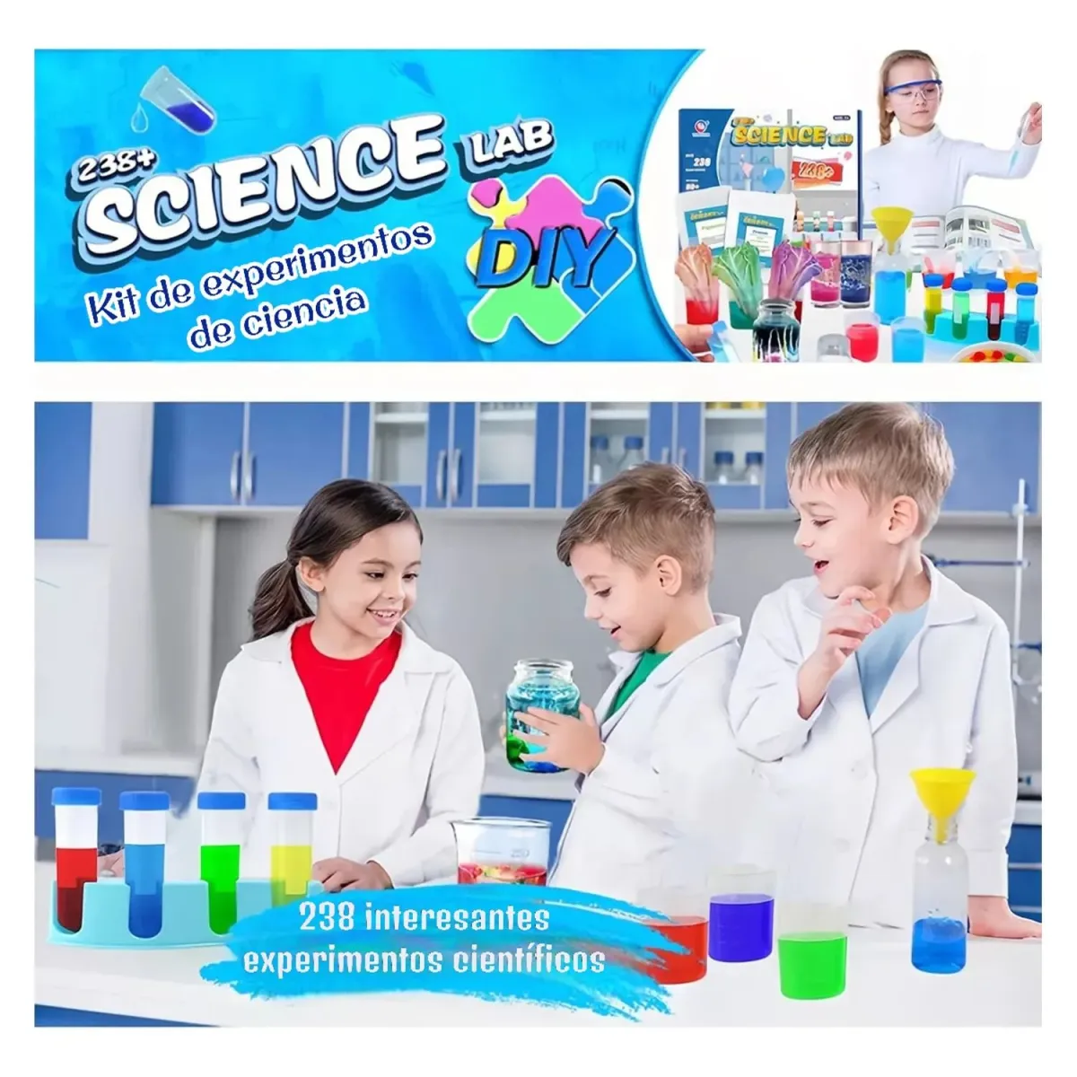 KIT DE 238 EXPERIMENTOS CIENTIFICOS PARA NIÑOS