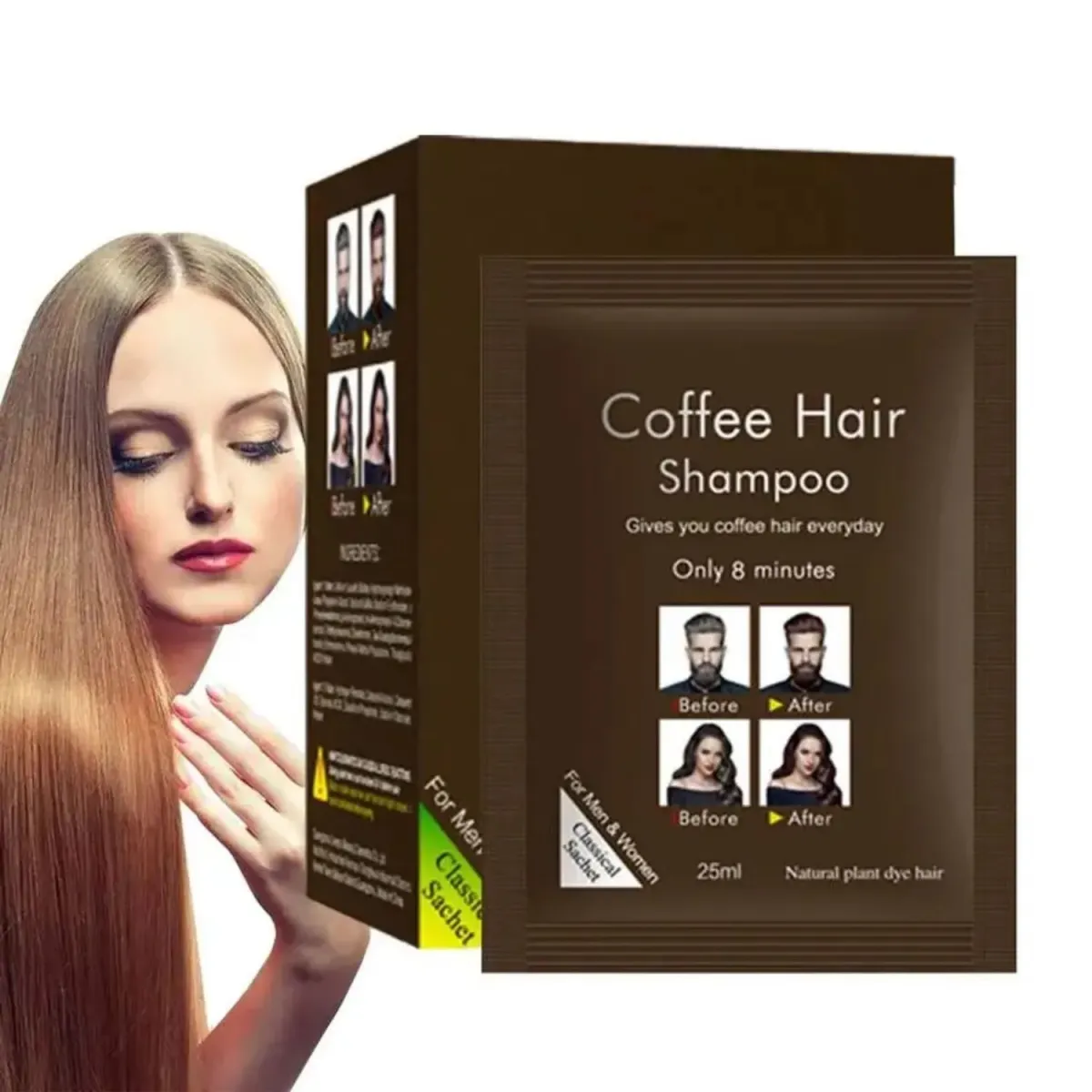 Shampoo tinte COFFE- X 10 SACHET cubre canas bigotes