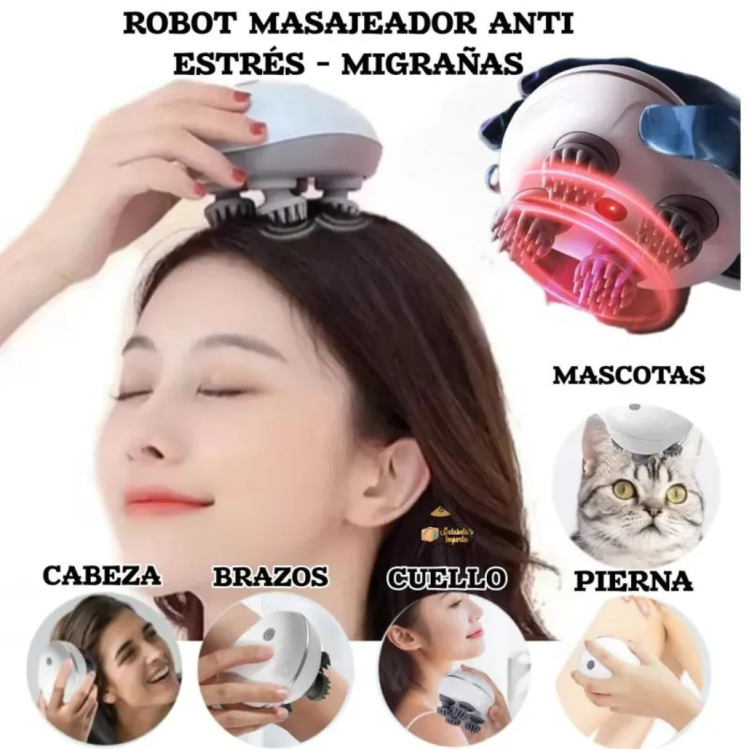 Masajeador de CABEZA y CUERPO 3D + INFRARROJO RECARGABLE