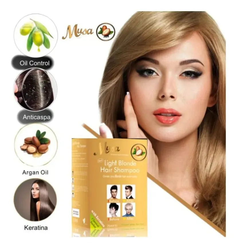 SHAMPOO TINTE MUSA RUBIO CLARO ANTICANAS X10 SACHETS