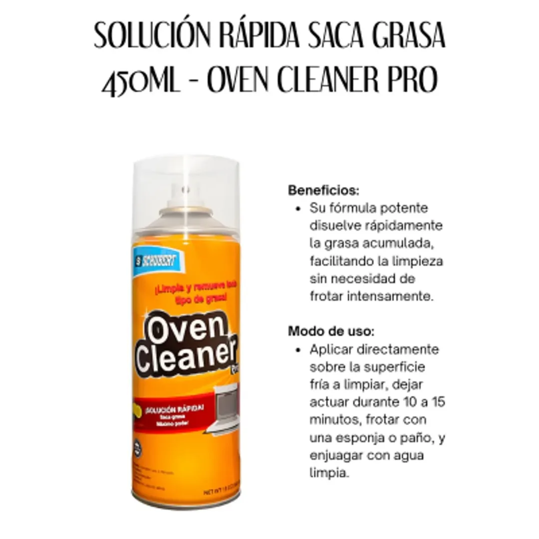 QUITA GRASA ESPUMA OVEN CLEANER 100% GARANTIZADO X02 UNI
