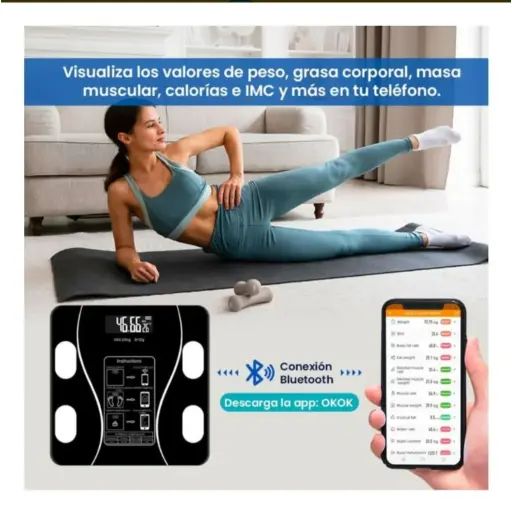 Balanza Digital Bluetooth 180kg Control de Peso Inteligente