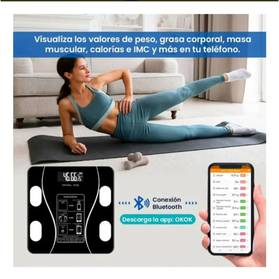 Balanza Digital Bluetooth 180kg Control de Peso Inteligente