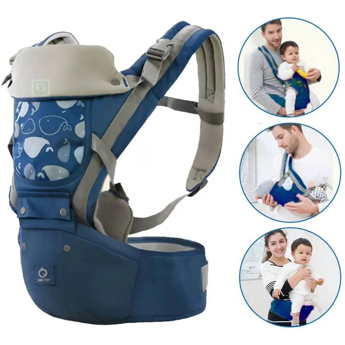 Canguro para Bebé Ergonómico AZUL ballenita