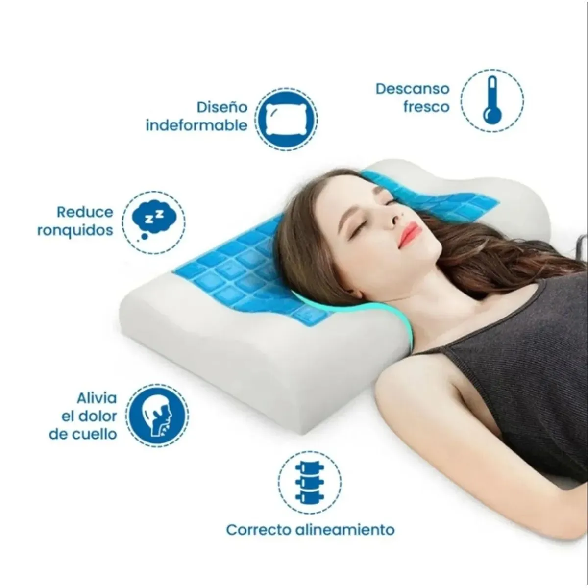Almohada Viscoelastica Cervical de Gel. Ortopedico