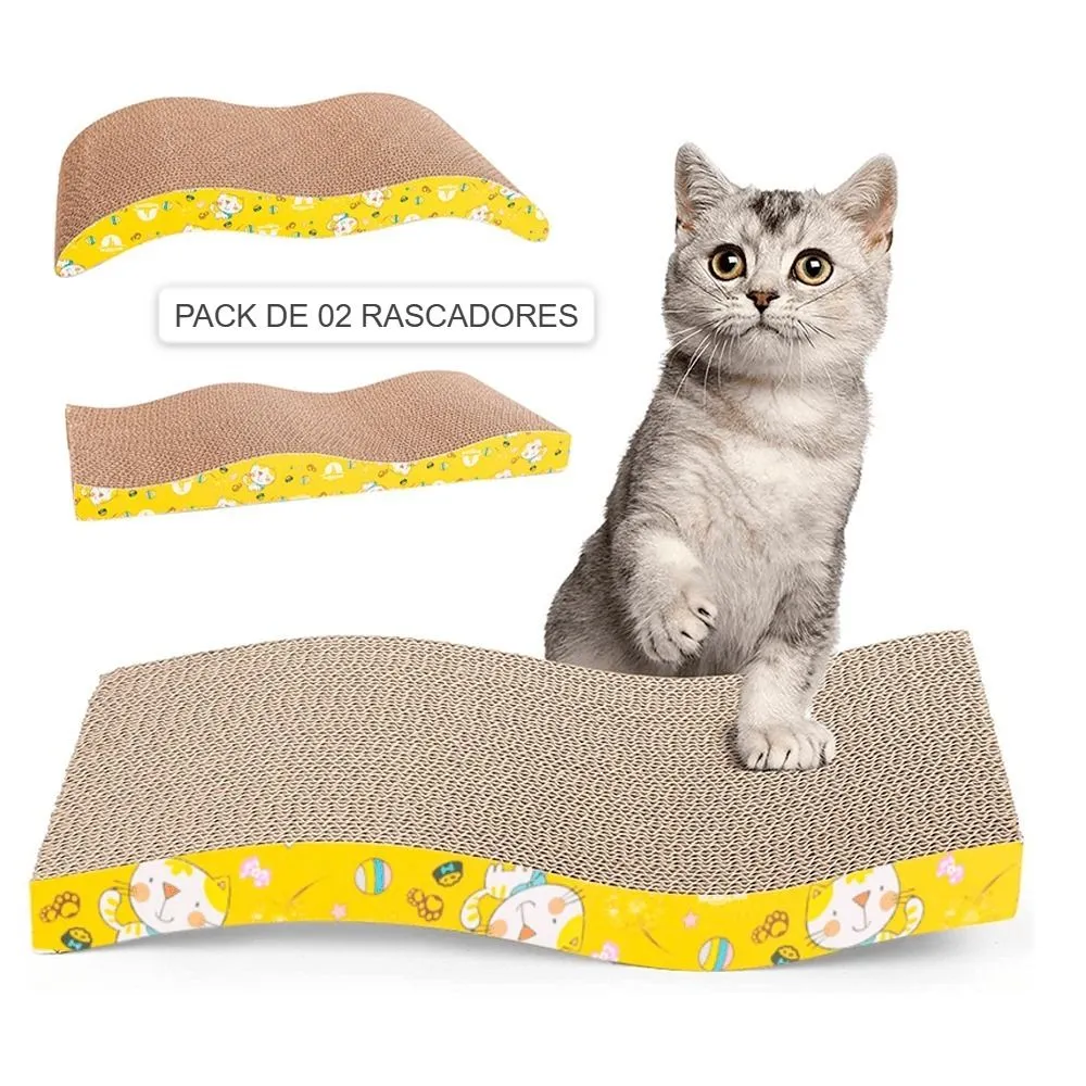 Rascadores para gatos forma corrugada de cartón pack de o2uni