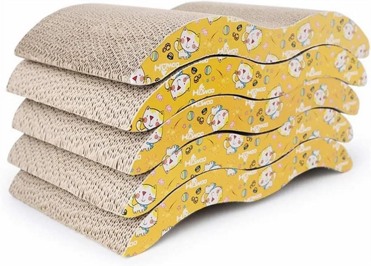 Rascadores para gatos forma corrugada de cartón pack de o2uni