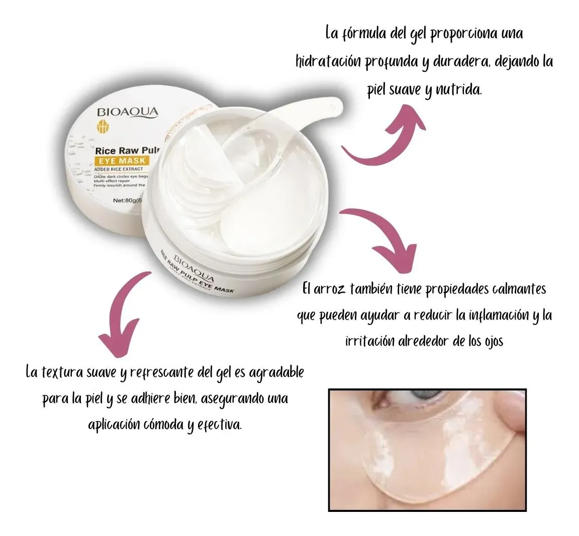 Parches de Arroz Antiedad - Anti Ojeras - Aplicación Díanoche Todo Tipo De Piel