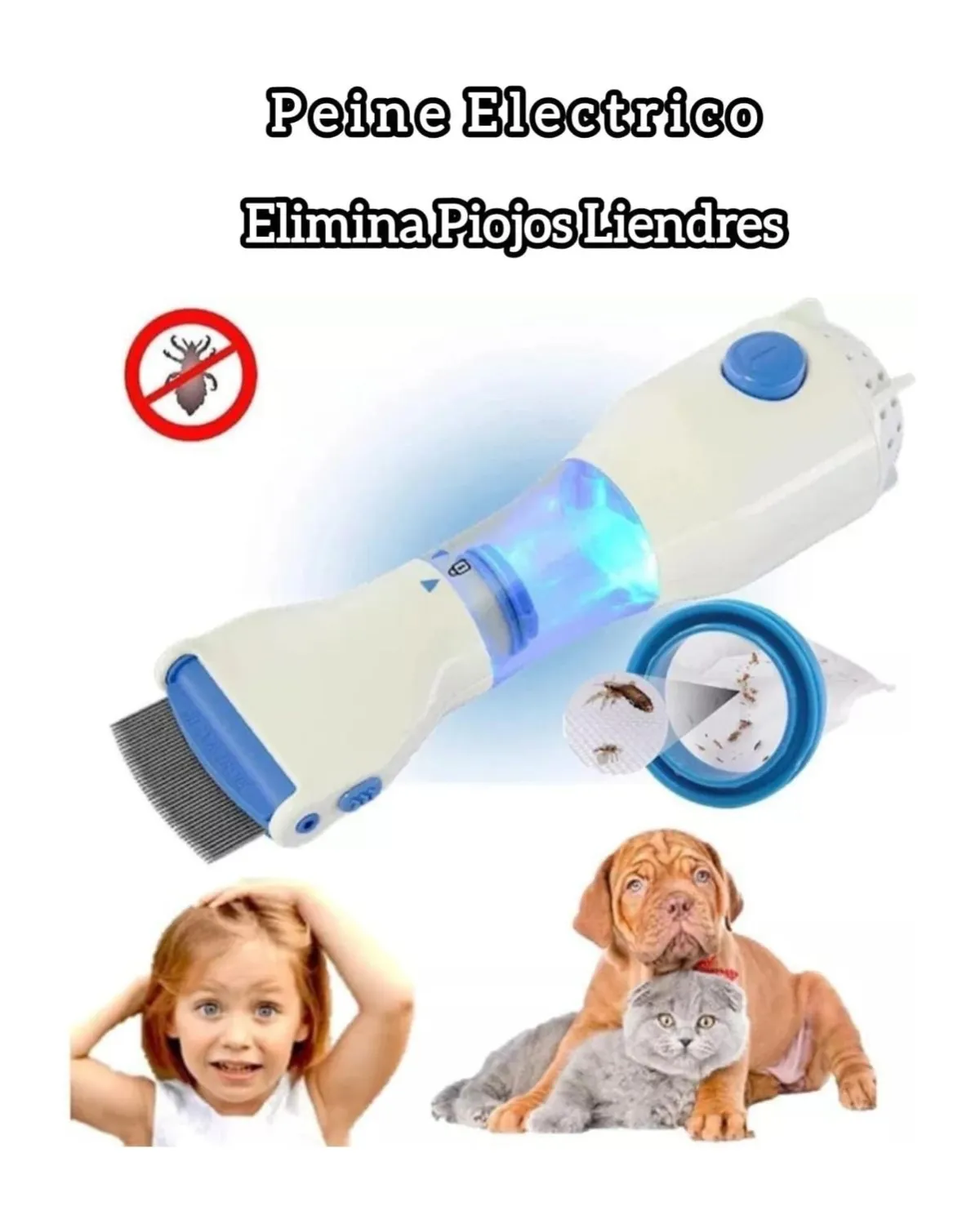 Peine Eléctrico Aspiradora Para Eliminar Piojos Liendres Color Blanco