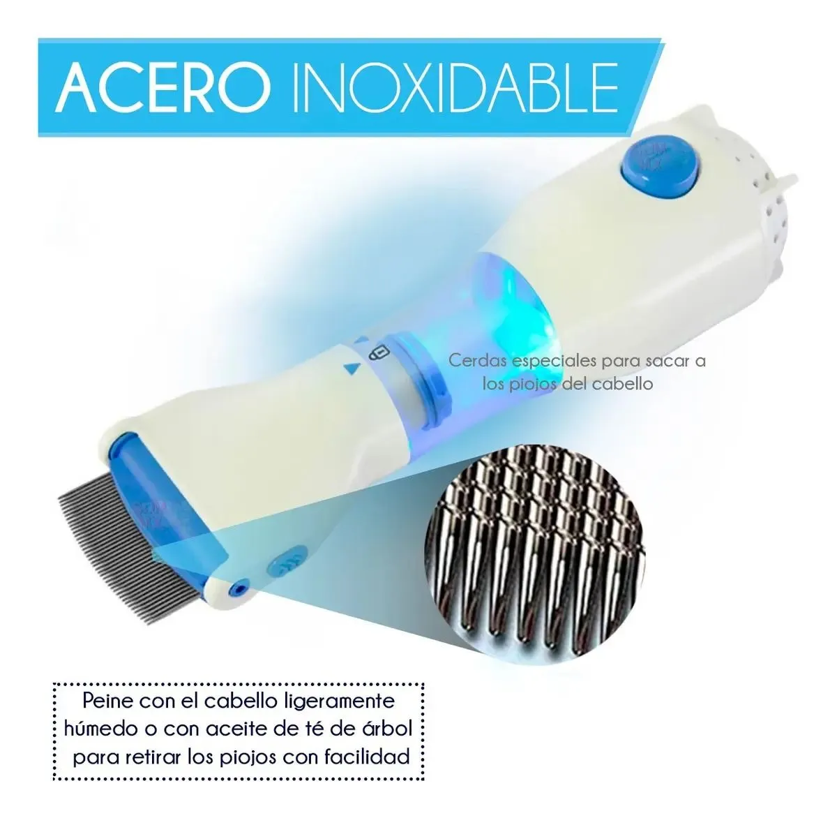 Peine Eléctrico Aspiradora Para Eliminar Piojos Liendres Color Blanco