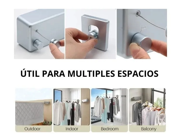 Colgador Tendedero de Ropa Retráctil de Acero Inoxidable — Tendederos de ropa