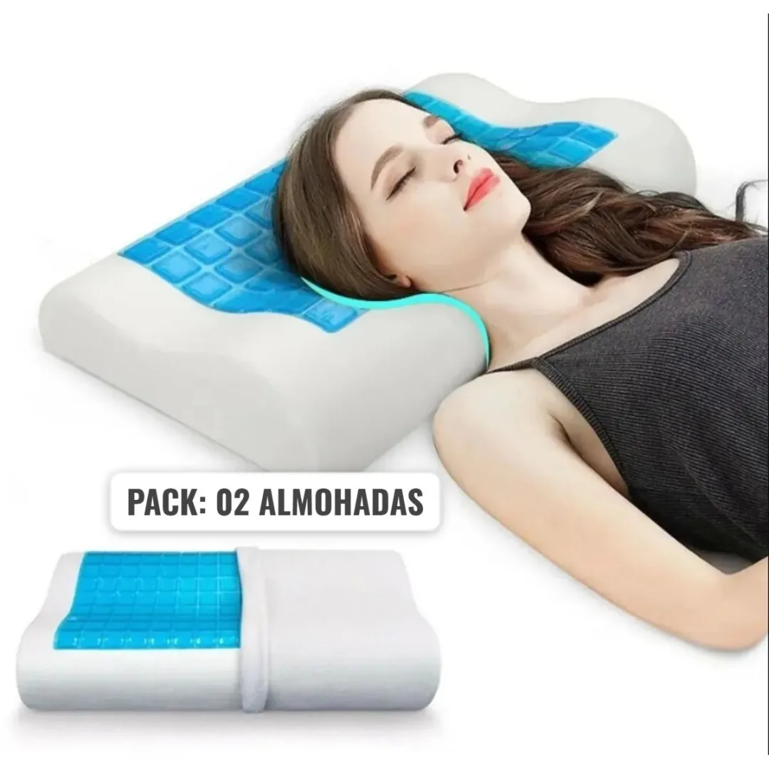 PACK DE 02 Almohadas Viscoelastica Cervical de Gel Ortopedico