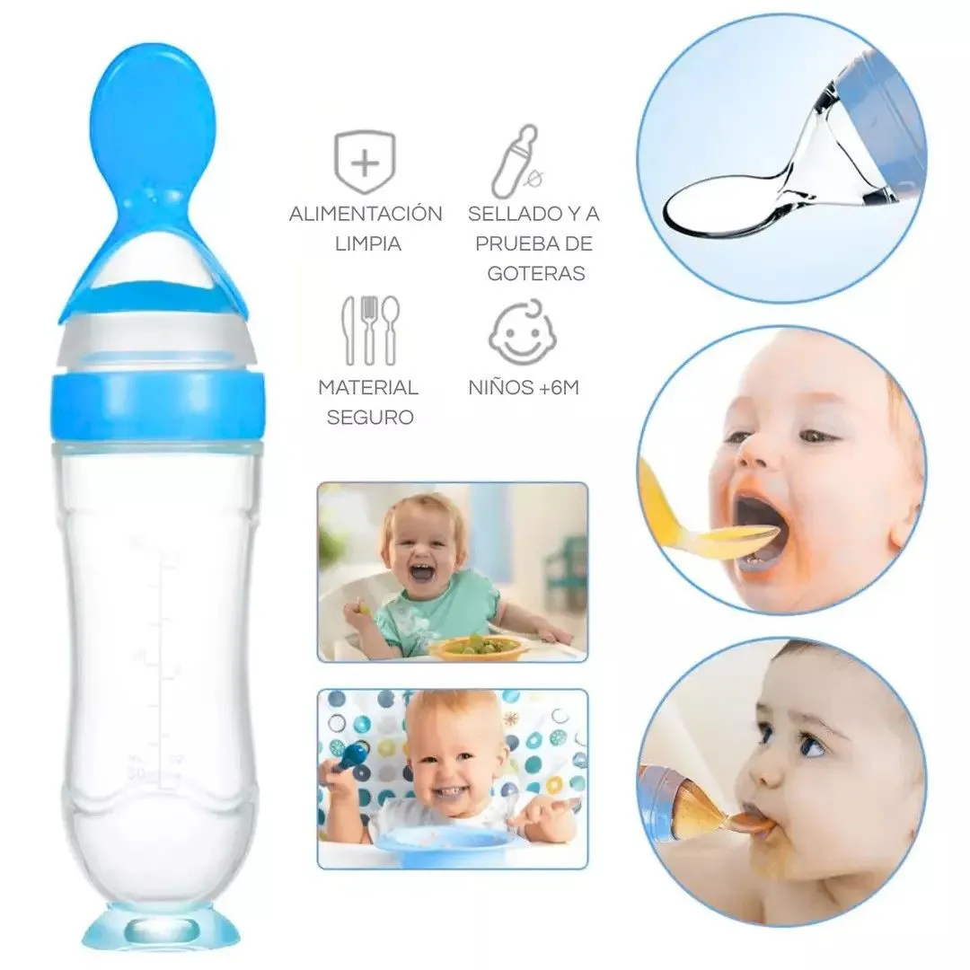 Cuchara De Silicona Para Alimentación De Bebés Papillas Licuados 90 Ml