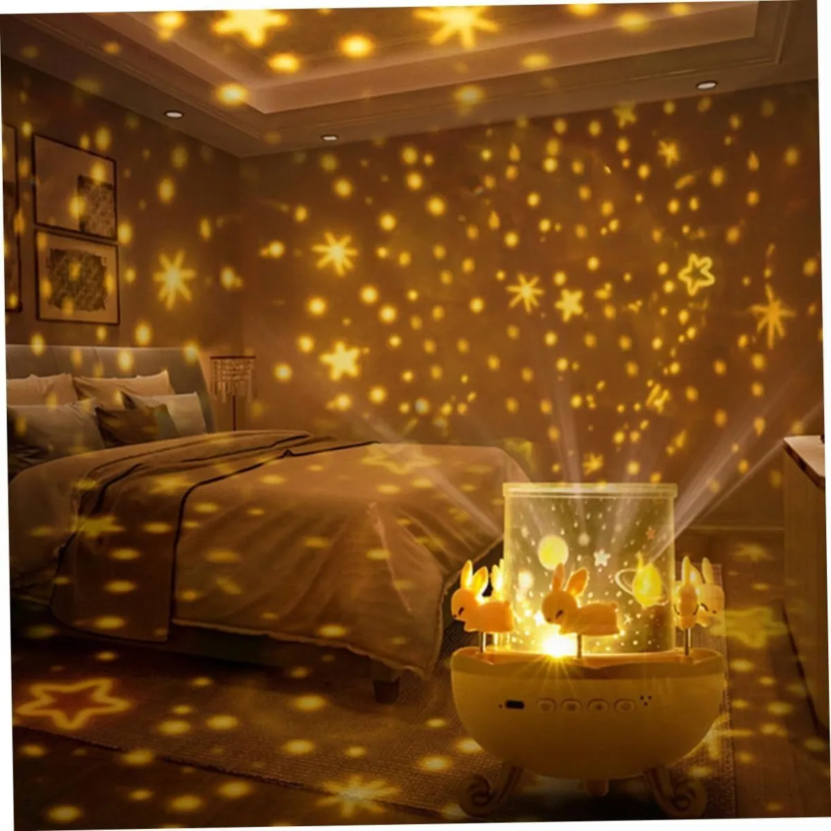 Lámpara Proyector Luces Nocturnas Niños Carrusel Figuras