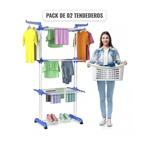 PACK DE 02 TENDEDERO Multifuncional 4 Niveles Plegable Transportable