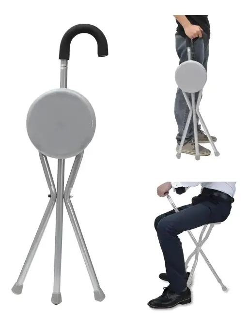 Baston Con Asiento Plegable Portatil Reforzado Power