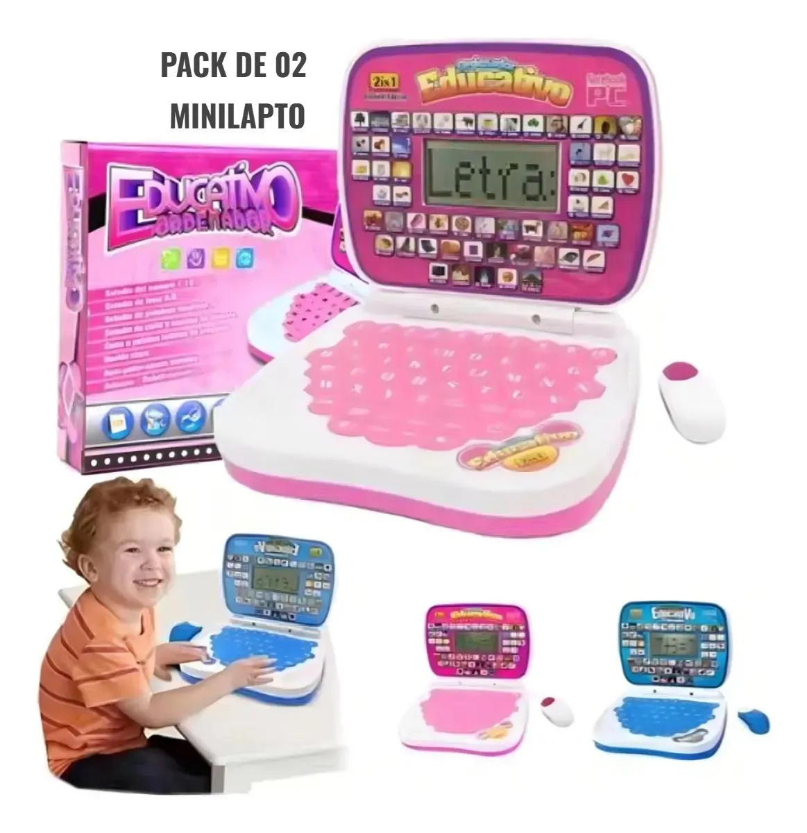02 Mini Laptop Inteligente De Aprendizaje Para Niños