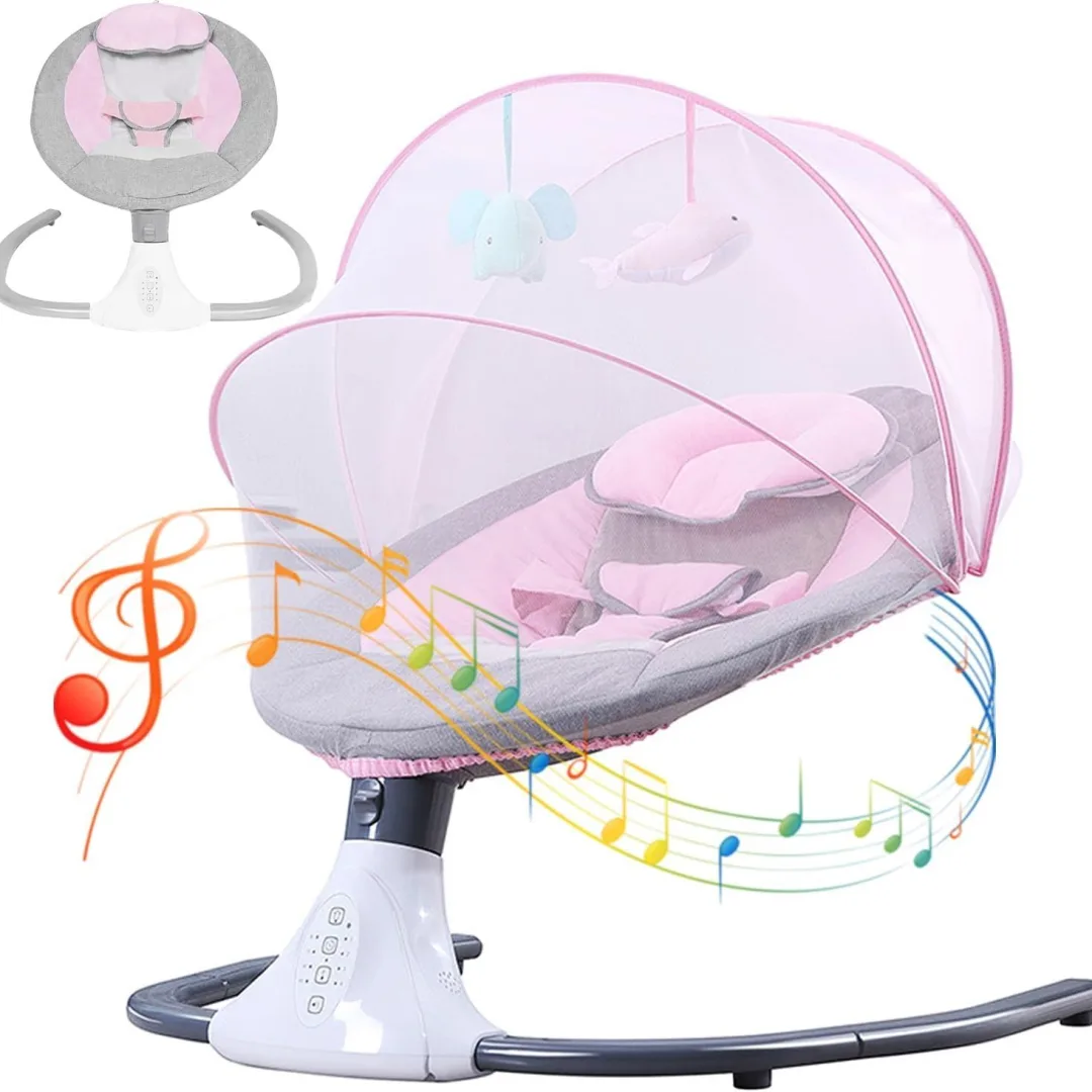 MECEDORA ELECTRICA PARA BEBES A CONTROL REMOTO-BLUETOOH Rosadogriss