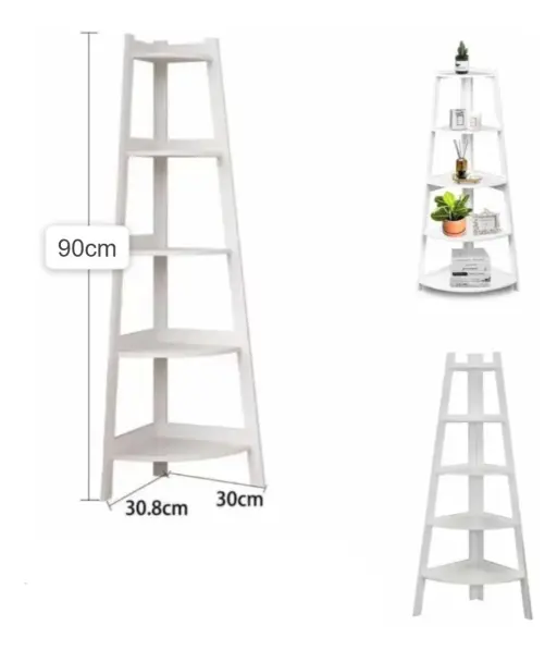 Organizador Esquinero Estante Librero 5 Niveles Blanco — Organizadores dormitorio / Living
