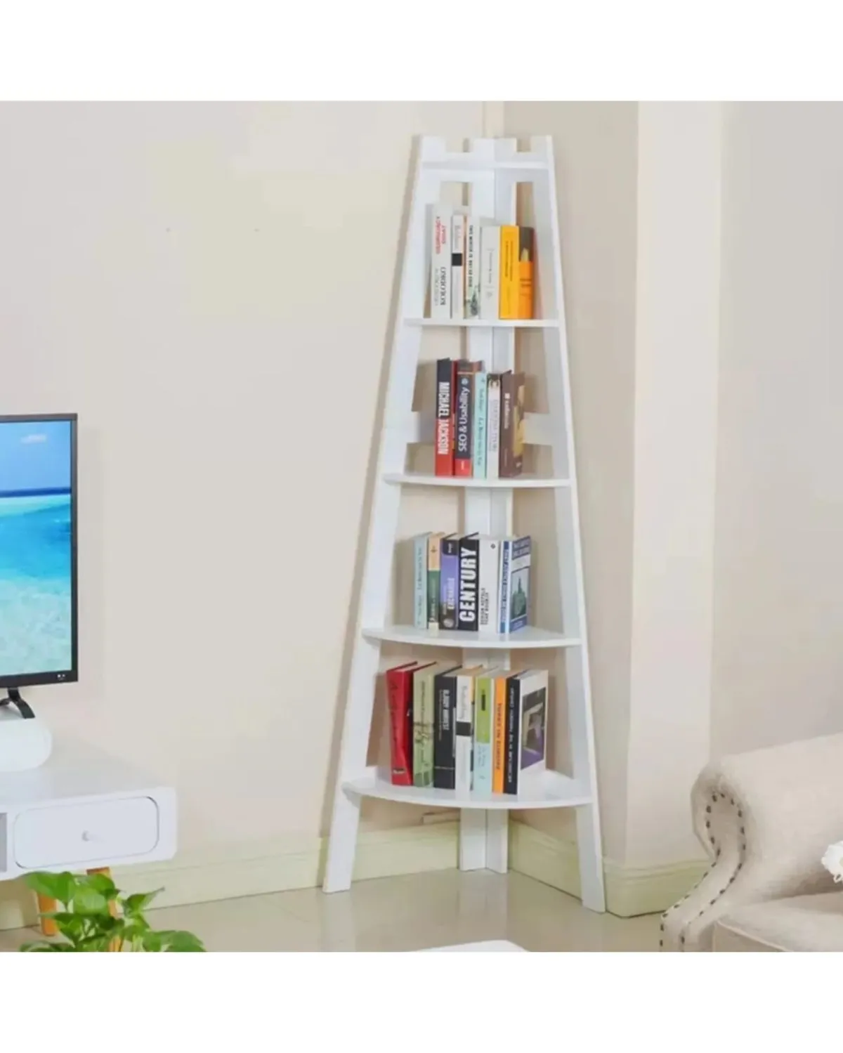 Organizador Esquinero Estante Librero 5 Niveles Blanco