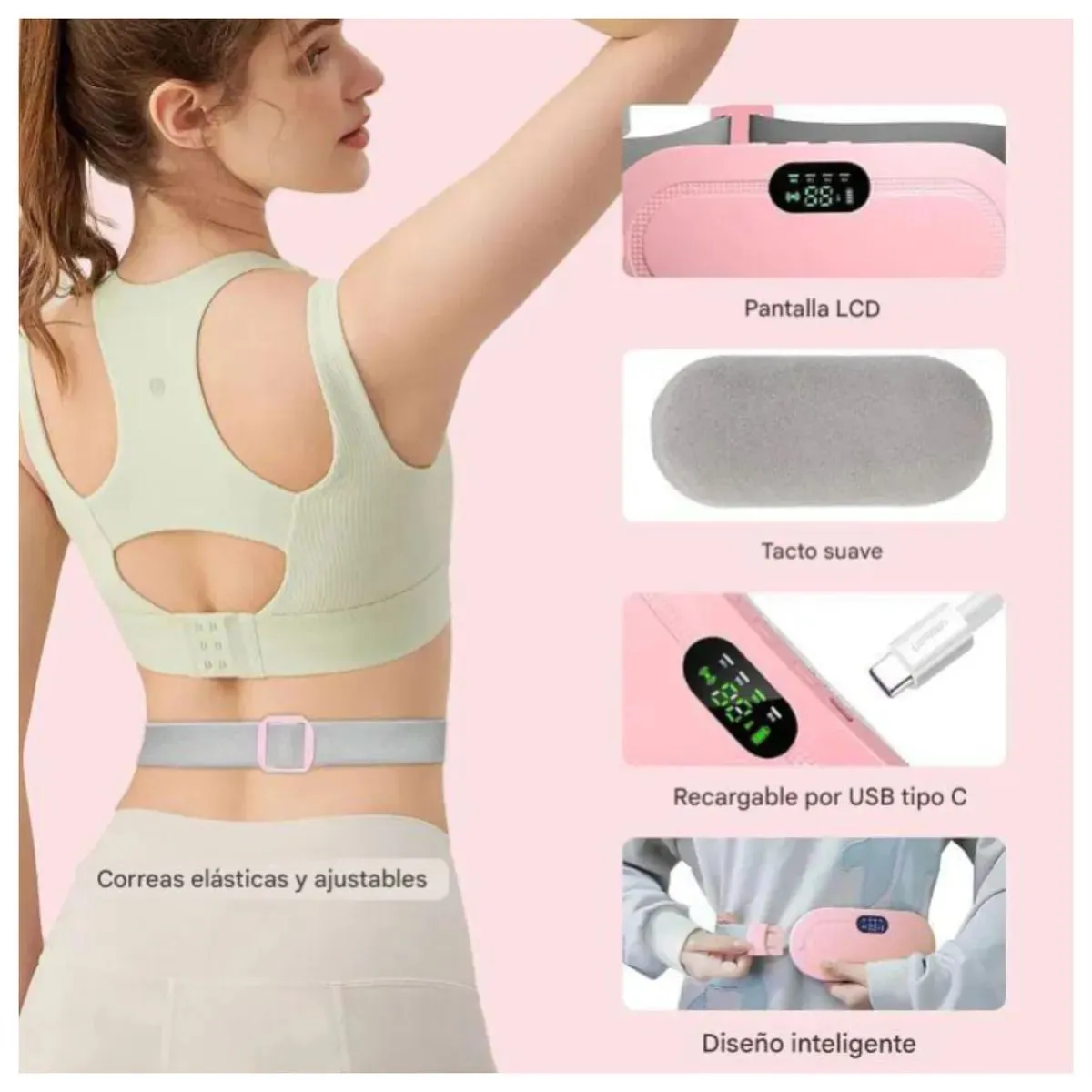 Cinturón Almohadilla De Calor Alivia Cólicos Menstruales — Productos para masajes / calentamiento personal eléctricos