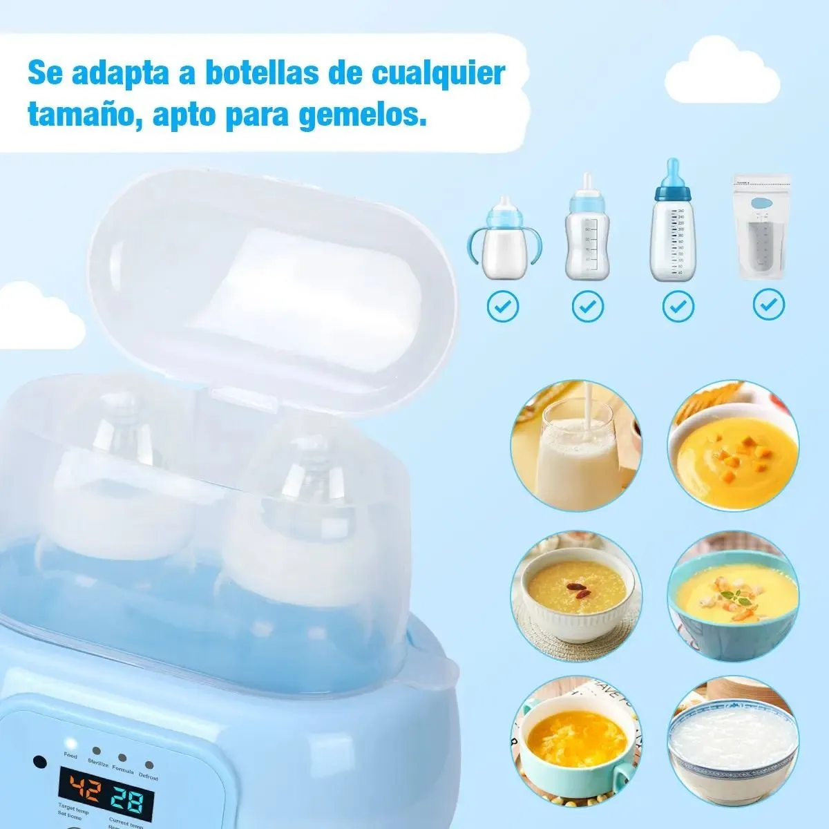 Calentador Biberones Doble Esterilizador Para Leche Materna ROSA
