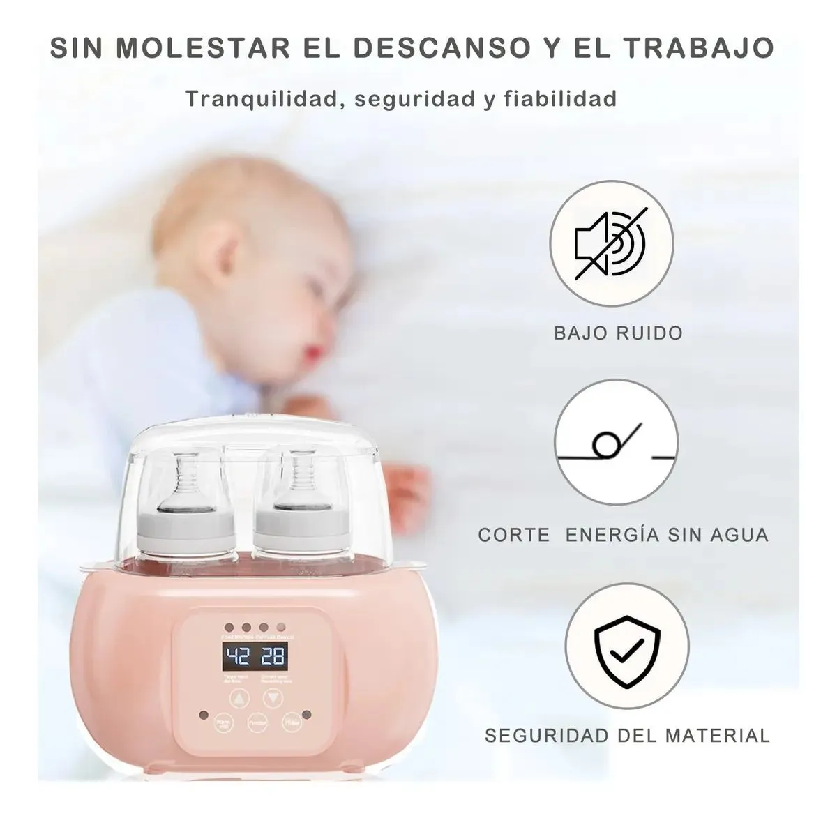 Calentador Biberones Doble Esterilizador Para Leche Materna ROSA — Esterilizadores de mamaderas
