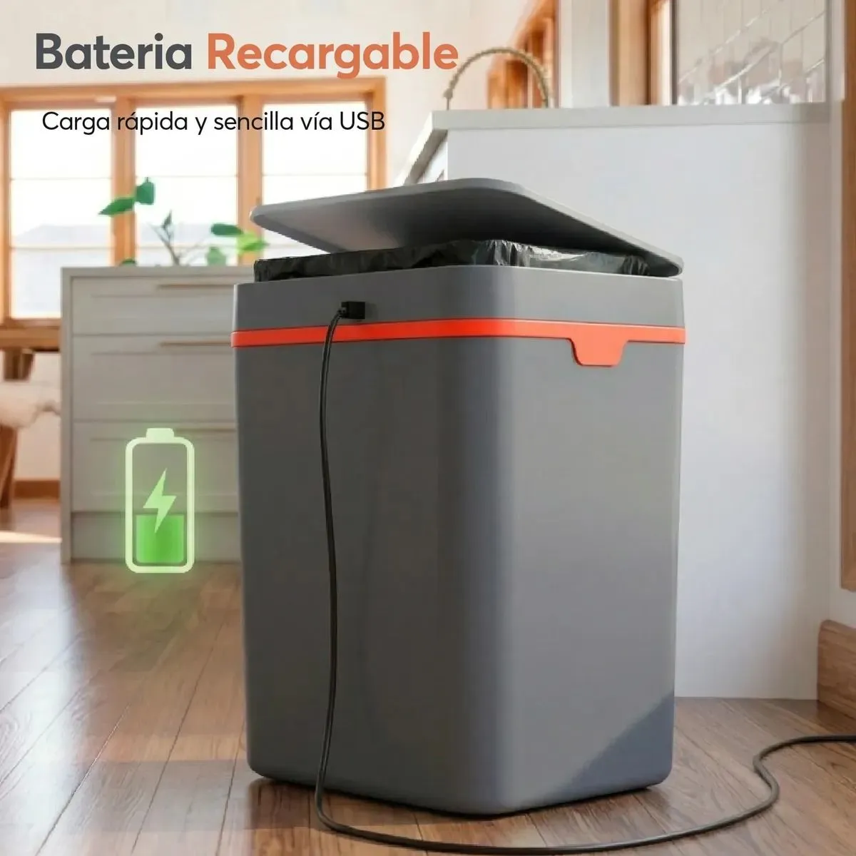 Basurero Inteligente Con Sensor Abre Y Cierra Automático 15L