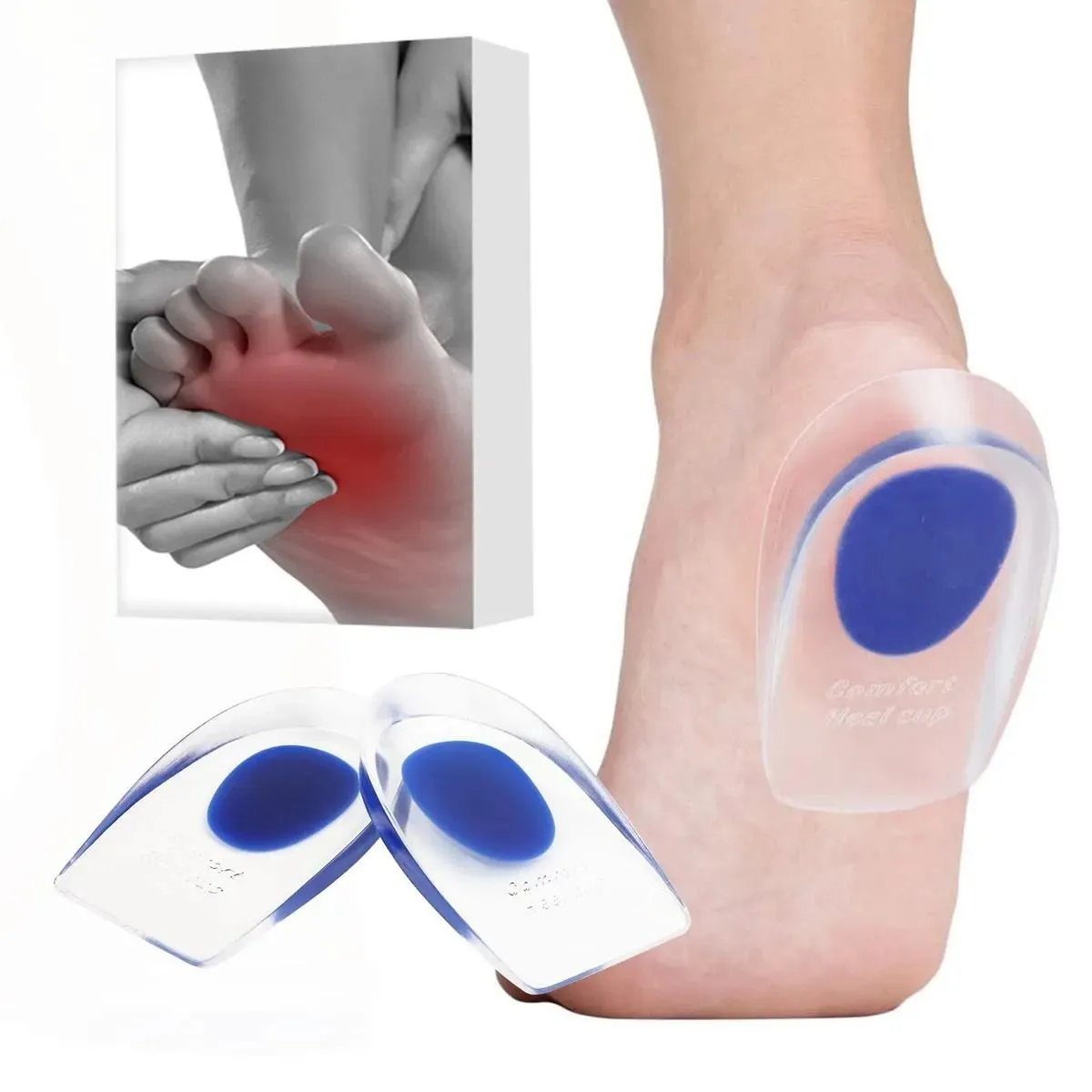 Pack de 02 pares Plantilla Talonera De Silicona Gel Para Espolón Calcaneo