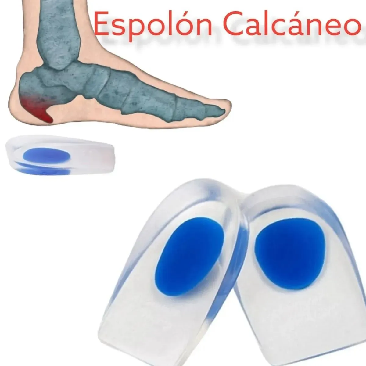 Pack de 02 pares Plantilla Talonera De Silicona Gel Para Espolón Calcaneo