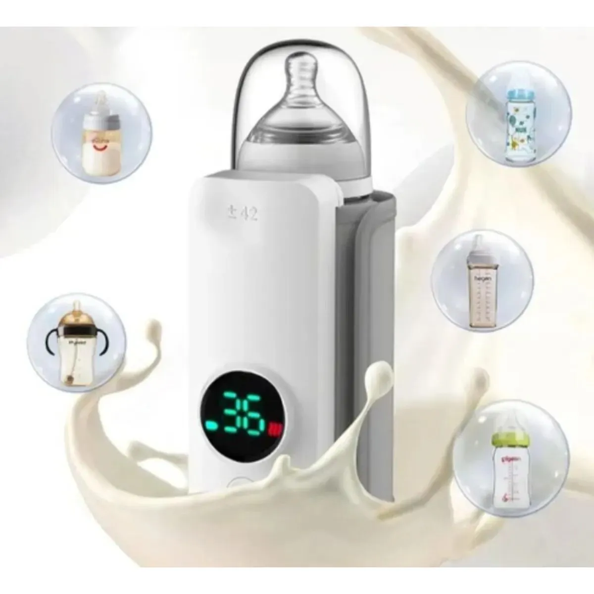 Calentador eléctricos de biberones portátil recargable — Dispensadores y calentadores de toallitas para bebés