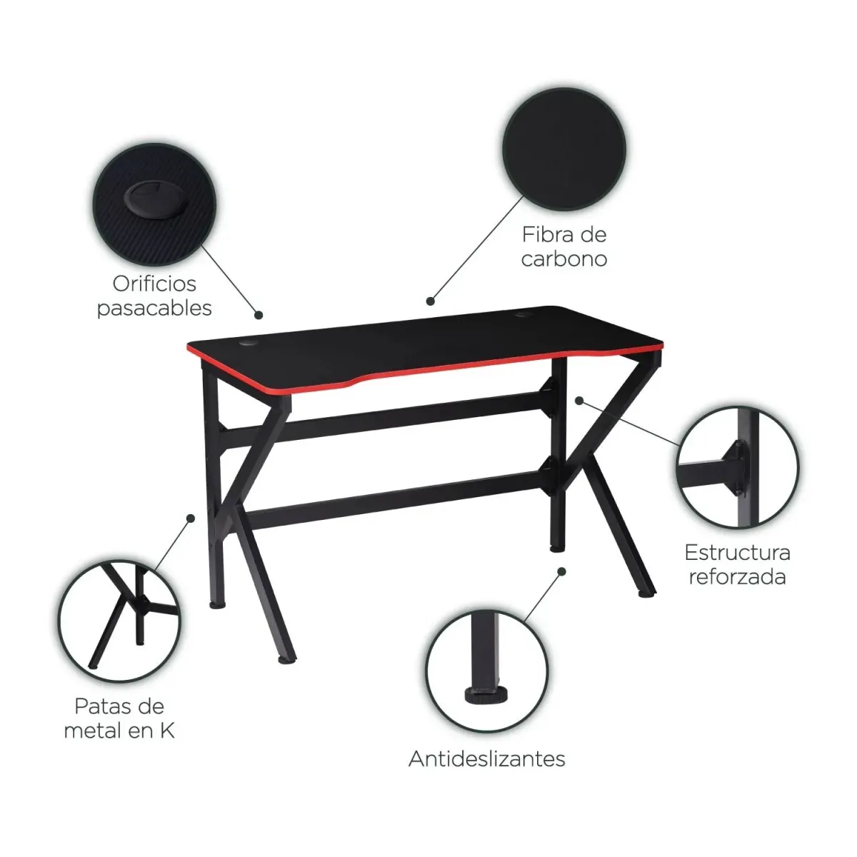 Escritorio Gamer 100x60 Metálico Computador Oficina Estudio — Mesas de trabajo / escritorios