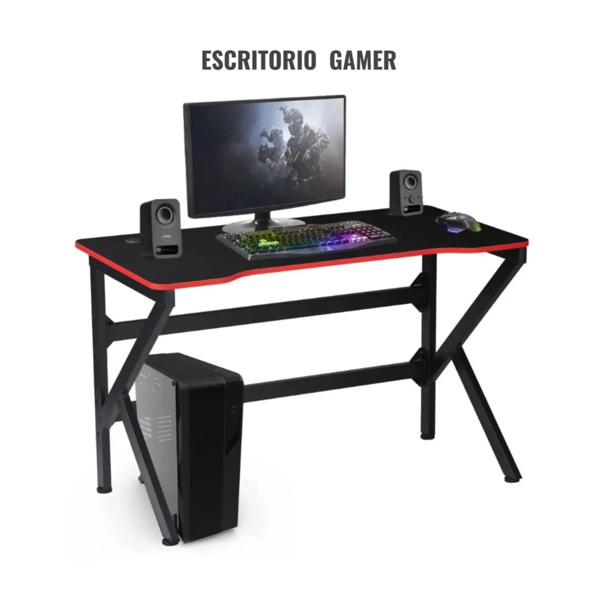 Escritorio Gamer 100x60 Metálico Computador Oficina Estudio — Mesas de trabajo / escritorios