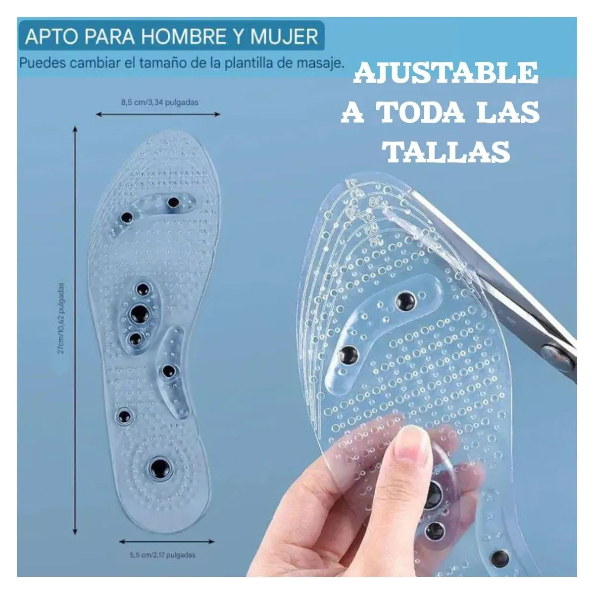 PLANTILLAS MAGNÉTICAS ADELGAZAMIENTO TALLA AJUSTABLE UNISEX — Otros implementos médicos