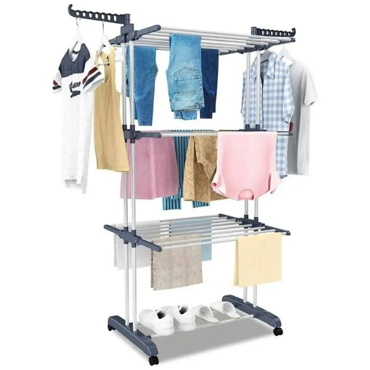 Colgador Tendedero Organizador de Ropa 4 Niveles Plegable Multicolor