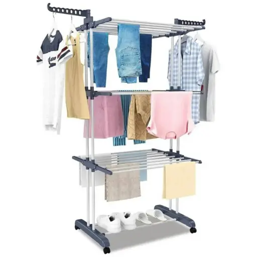 Colgador Tendedero Organizador de Ropa 4 Niveles Plegable Multicolor